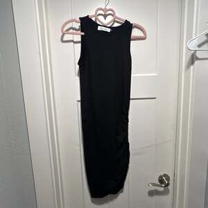 Ava Sky Black Bodycon Midi Dress Size XS Ruched